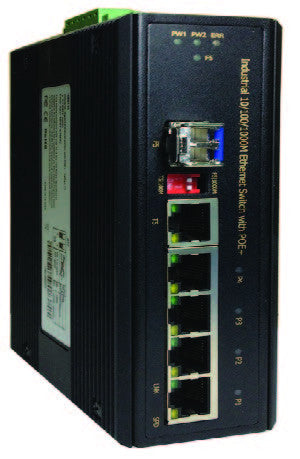 DYMEC DY-G8042TF-12 -  6 Port, Un-Managed, PoE+, Solar Series, Gigabit, PSE,  Industrial Ethernet Switch, SCADA, - with 4 X 10/100/1000 Mbps TX Ports, 1 x 100/1000 SFP & 1 X 10/100/1000 TX/SFP Combo Port , Din-Rail or Shelf Mount - DYMECDIRECT