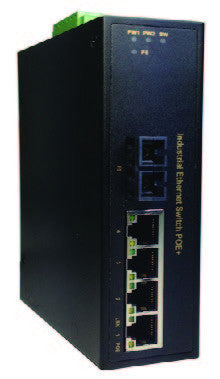 DYMEC DY-7041SC-30 -  5 Port, PoE+, 30 Watt, Un-Managed, Long Range, Industrial Fast Ethernet Switch, SCADA, - with 4 X 10/100 Mbps TX Ports & 1 X 10/100 SC (20 KM Single-Mode) Fiber , Din-Rail or Shelf Mount - DYMECDIRECT