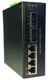 DYMEC DY-7042SC-30 -  6 Port, PoE+, 30 Watt, Un-Managed, Industrial Fast Ethernet Switch, SCADA, - with 4 X 10/100 Mbps TX Ports & 2 X 10/100 SC (20 KM Single-Mode) Fiber , Din-Rail or Shelf Mount - DYMECDIRECT